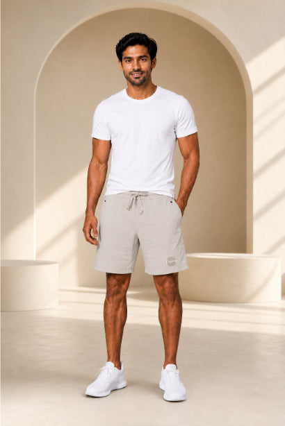 Men's Casual Shorts with Elastic Waistband & Adjustable Drawstring, Regular Fit Everyday Shorts with Side Pockets