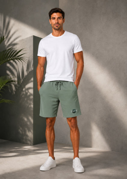 Men's Casual Shorts with Elastic Waistband & Adjustable Drawstring, Regular Fit Everyday Shorts with Side Pockets