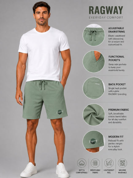 Men's Casual Shorts with Elastic Waistband & Adjustable Drawstring, Regular Fit Everyday Shorts with Side Pockets