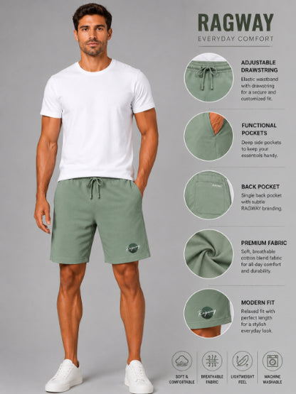 Men's Casual Shorts with Elastic Waistband & Adjustable Drawstring, Regular Fit Everyday Shorts with Side Pockets