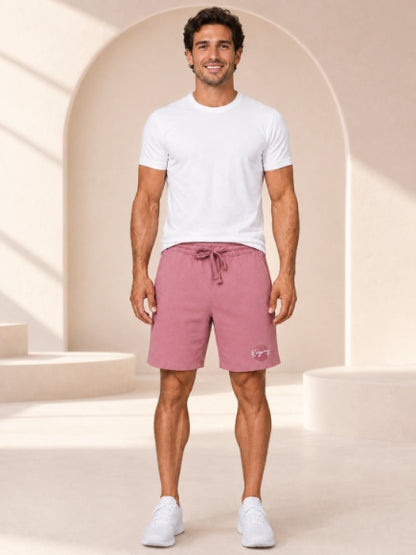Men's Casual Shorts with Elastic Waistband & Adjustable Drawstring, Regular Fit Everyday Shorts with Side Pockets