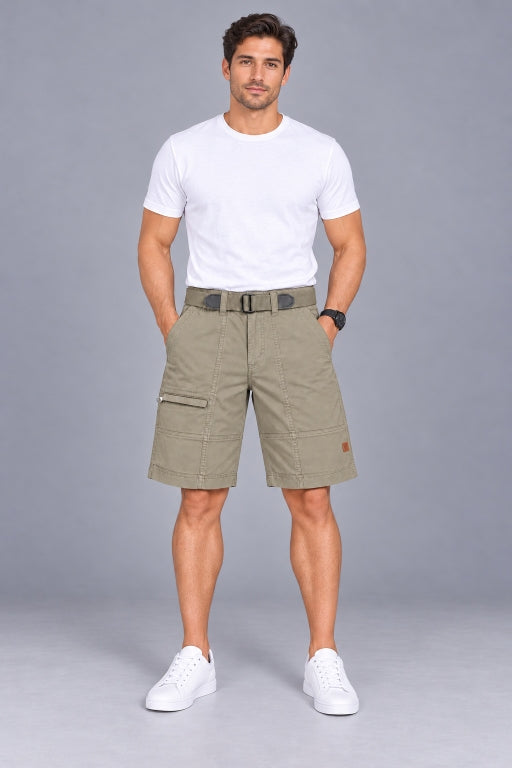 Men’s Cotton Cargo Shorts with Adjustable Belt