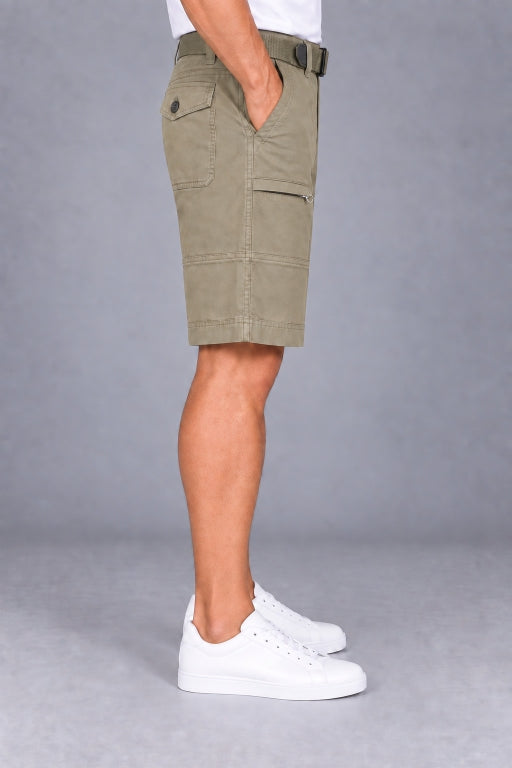Men’s Cotton Cargo Shorts with Adjustable Belt