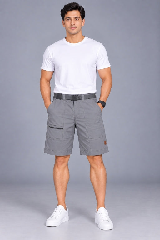 Men’s Cotton Cargo Shorts with Adjustable Belt