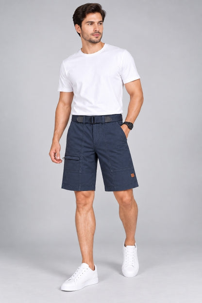Men’s Cotton Cargo Shorts with Adjustable Belt