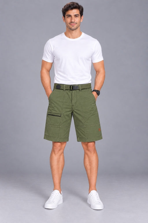 Men’s Cotton Cargo Shorts with Adjustable Belt