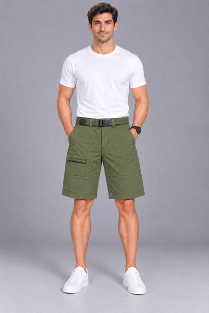Men’s Cotton Cargo Shorts with Adjustable Belt