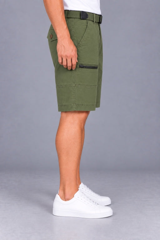 Men’s Cotton Cargo Shorts with Adjustable Belt