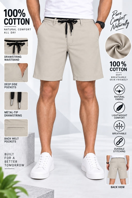 Men’s Cotton Shorts with Drawstring Waist