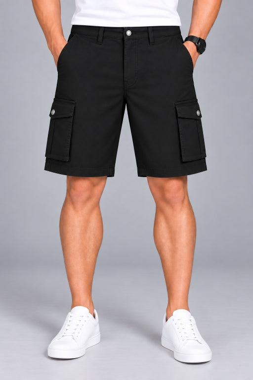 Men’s Cargo Shorts with Utility Pockets | Regular Fit Casual Knee-Length Shorts