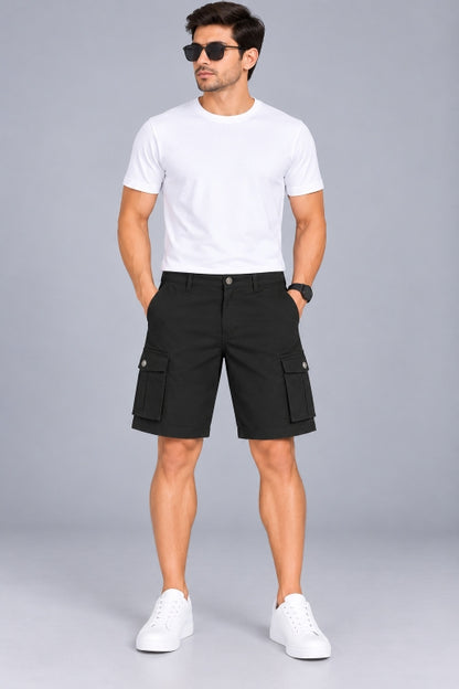 Men’s Cargo Shorts with Utility Pockets | Regular Fit Casual Knee-Length Shorts