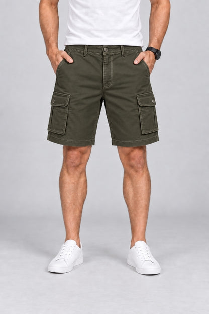 Men’s Cargo Shorts with Utility Pockets | Regular Fit Casual Knee-Length Shorts