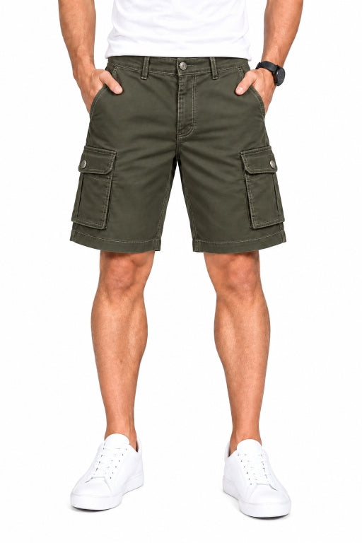 Men’s Cargo Shorts with Utility Pockets | Regular Fit Casual Knee-Length Shorts