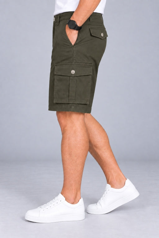 Men’s Cargo Shorts with Utility Pockets | Regular Fit Casual Knee-Length Shorts