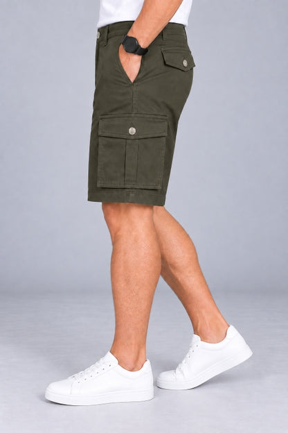 Men’s Cargo Shorts with Utility Pockets | Regular Fit Casual Knee-Length Shorts